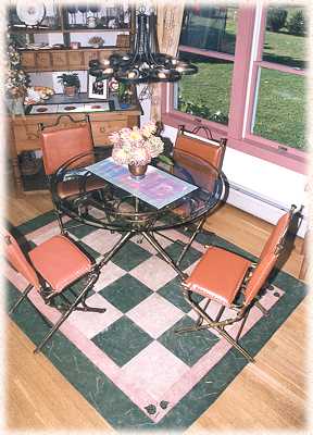 Floorcloth under table